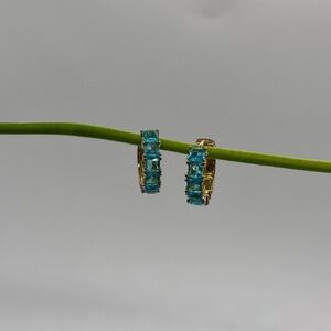 Elegant Gold and Blue Hoop Earrings